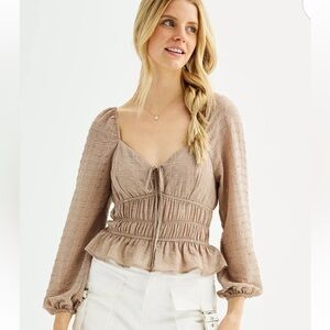 Juniors' Dizzy Lizzy Long Sleeve Top Size Large